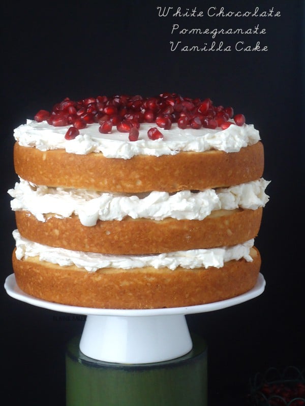 white chocolate pomegranate cake